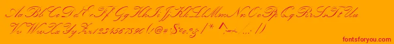 Kunstlerschreibschdmed-Schriftart – Rote Schriften auf orangefarbenem Hintergrund