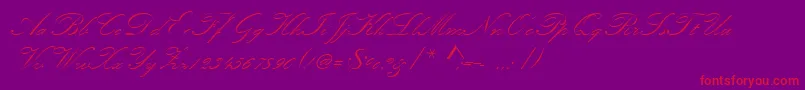 Kunstlerschreibschdmed-Schriftart – Rote Schriften auf violettem Hintergrund