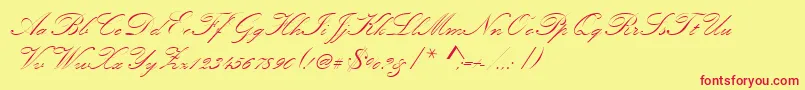 Kunstlerschreibschdmed Font – Red Fonts on Yellow Background