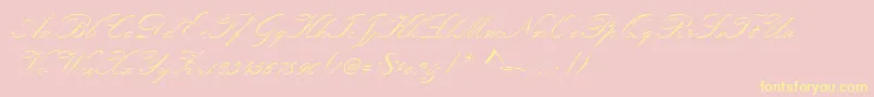 Kunstlerschreibschdmed-Schriftart – Gelbe Schriften auf rosa Hintergrund