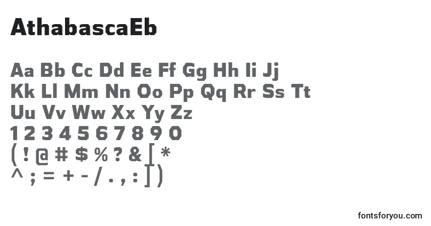 Fuente AthabascaEb - alfabeto, números, caracteres especiales
