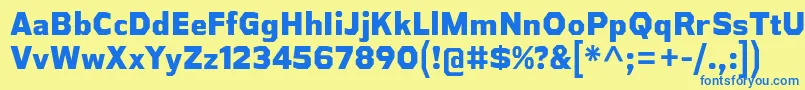 フォントAthabascaEb – 青い文字が黄色の背景にあります。