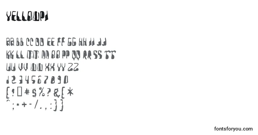 A fonte Yellowpi – alfabeto, números, caracteres especiais