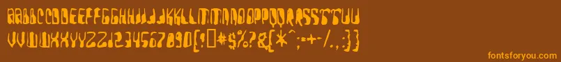 Yellowpi-Schriftart – Orangefarbene Schriften auf braunem Hintergrund