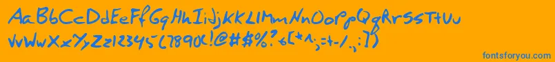 Lehn273 Font – Blue Fonts on Orange Background