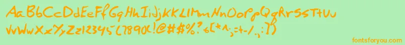 フォントLehn273 – オレンジの文字が緑の背景にあります。