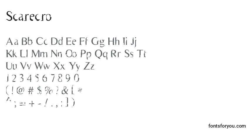 A fonte Scarecro – alfabeto, números, caracteres especiais