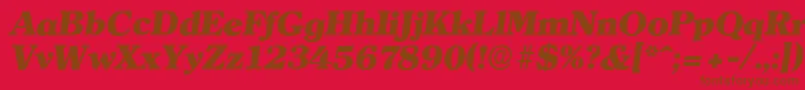 ClearfaceserialHeavyItalic Font – Brown Fonts on Red Background