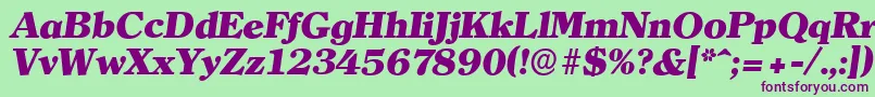 ClearfaceserialHeavyItalic Font – Purple Fonts on Green Background