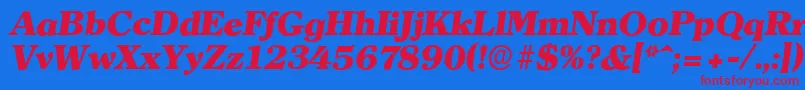 ClearfaceserialHeavyItalic Font – Red Fonts on Blue Background