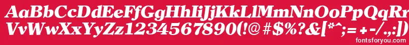 ClearfaceserialHeavyItalic-Schriftart – Weiße Schriften auf rotem Hintergrund