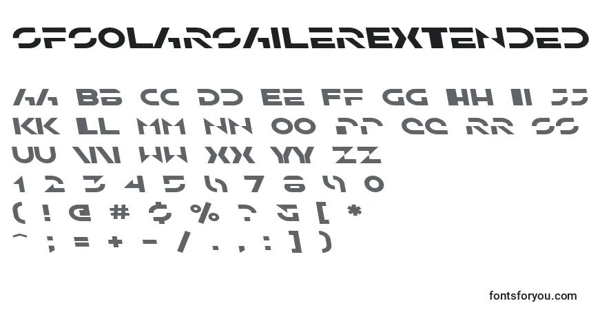 Шрифт SfSolarSailerExtendedItalic – алфавит, цифры, специальные символы