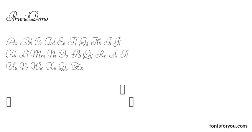 A fonte IthurielDemo – alfabeto, números, caracteres especiais