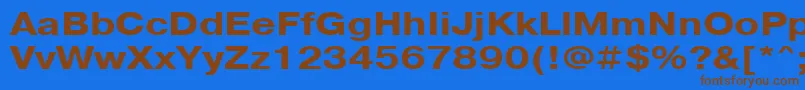 フォントPragmaticacttBold120 – 茶色の文字が青い背景にあります。