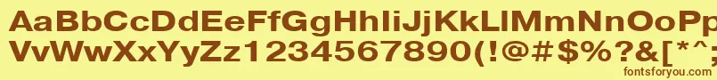 PragmaticacttBold120-Schriftart – Braune Schriften auf gelbem Hintergrund
