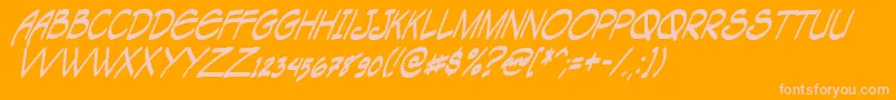 Tagacni-Schriftart – Rosa Schriften auf orangefarbenem Hintergrund