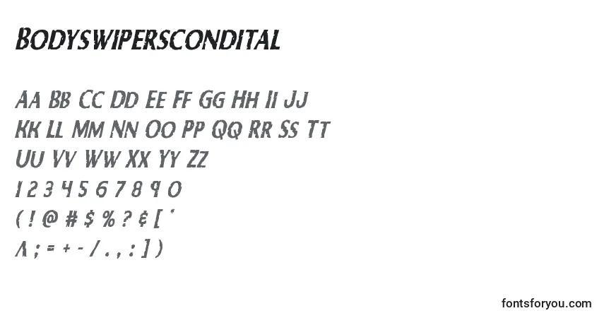 Bodyswipersconditalフォント–アルファベット、数字、特殊文字