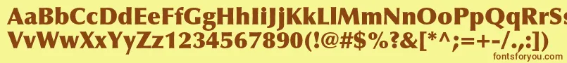 フォントOptimaltstdExtrablack – 茶色の文字が黄色の背景にあります。