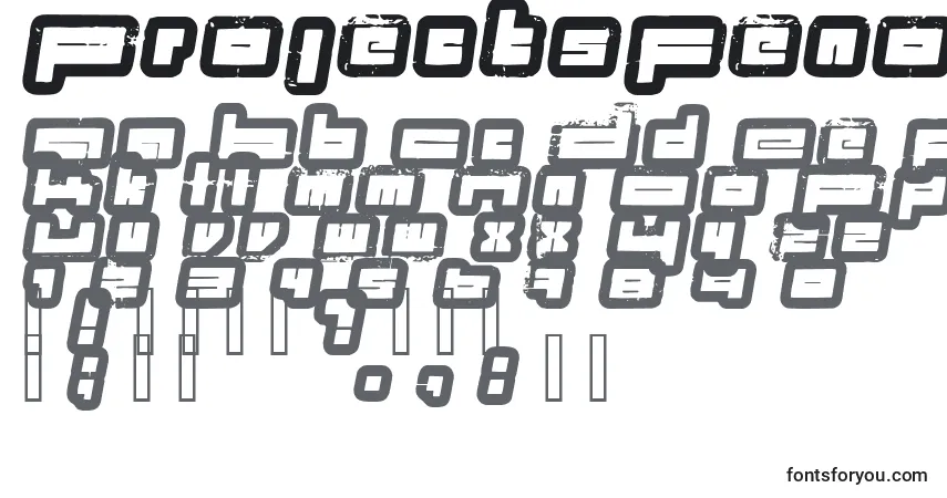 Czcionka ProjectsFenotype – alfabet, cyfry, specjalne znaki