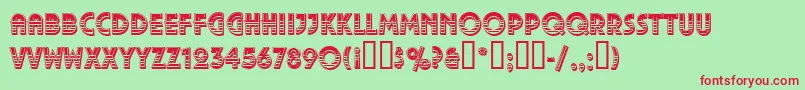 PizzicatoDecorativeRegular-Schriftart – Rote Schriften auf grünem Hintergrund