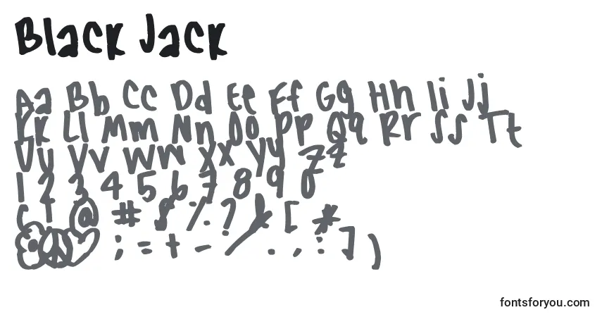 Schriftart Black Jack – Alphabet, Zahlen, spezielle Symbole