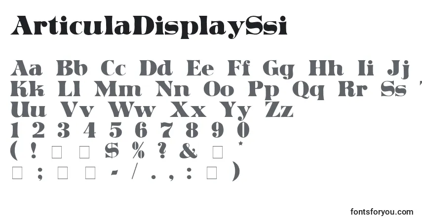 A fonte ArticulaDisplaySsi – alfabeto, números, caracteres especiais