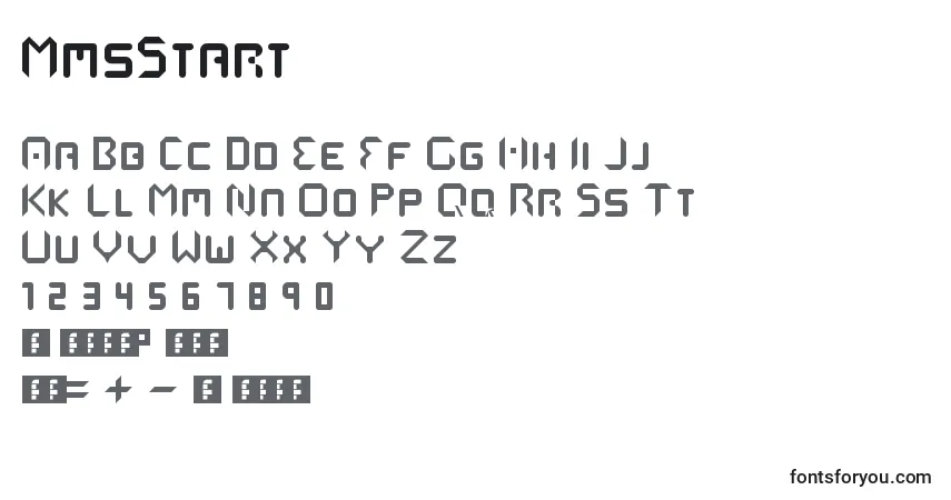 Czcionka MmsStart – alfabet, cyfry, specjalne znaki
