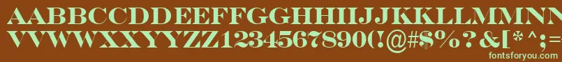 フォントSerifertitulBold – 緑色の文字が茶色の背景にあります。