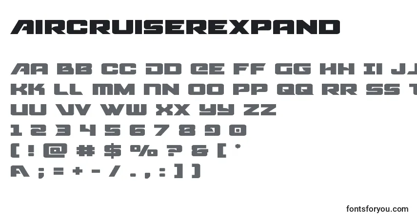 Czcionka Aircruiserexpand – alfabet, cyfry, specjalne znaki