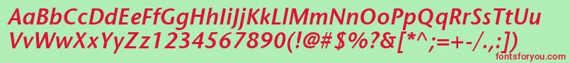 ItcStoneSansLtSemiboldItalic Font – Red Fonts on Green Background