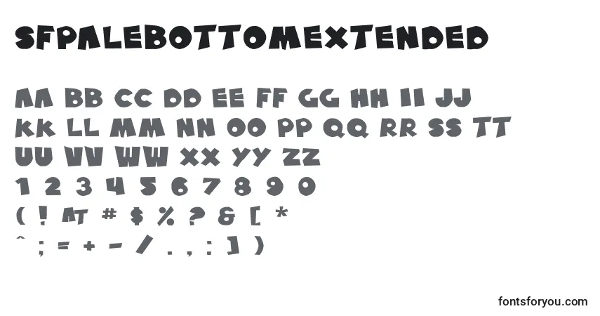Czcionka SfPaleBottomExtended – alfabet, cyfry, specjalne znaki