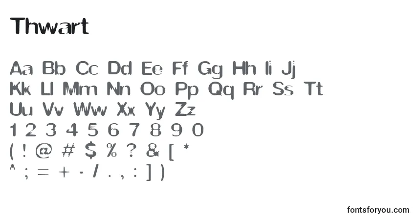 Czcionka Thwart – alfabet, cyfry, specjalne znaki