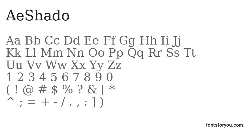 Шрифт AeShado – алфавит, цифры, специальные символы