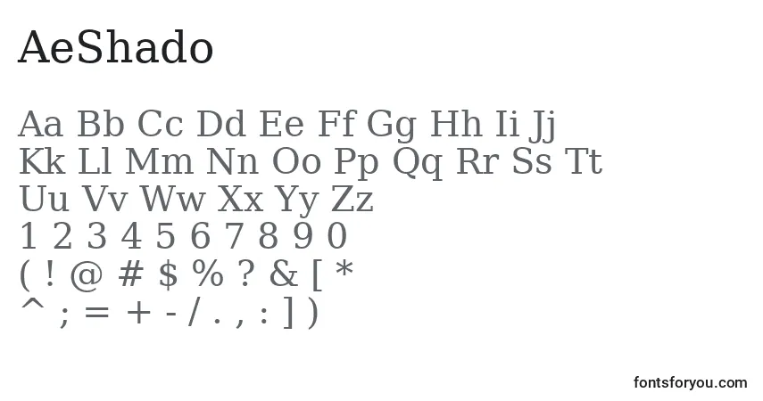 AeShadoフォント–アルファベット、数字、特殊文字