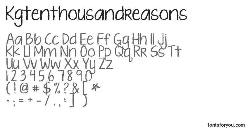 Kgtenthousandreasons-fontti – aakkoset, numerot, erikoismerkit