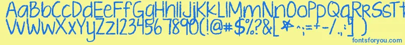 Kgtenthousandreasons Font – Blue Fonts on Yellow Background