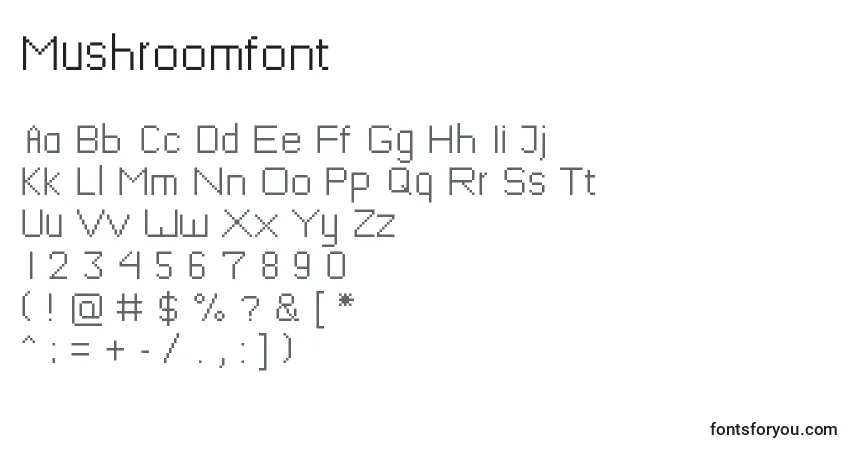 A fonte Mushroomfont – alfabeto, números, caracteres especiais