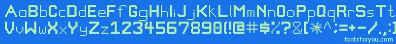 Pixelgamefont Font – Green Fonts on Blue Background