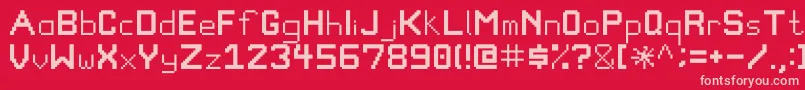 Czcionka Pixelgamefont – różowe czcionki na czerwonym tle