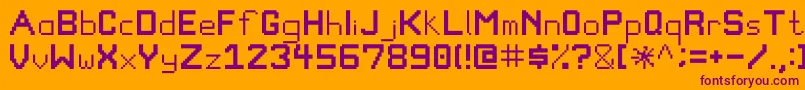 Pixelgamefont-Schriftart – Violette Schriften auf orangefarbenem Hintergrund