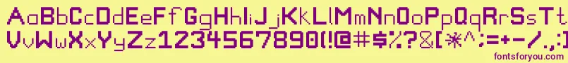 Pixelgamefont Font – Purple Fonts on Yellow Background