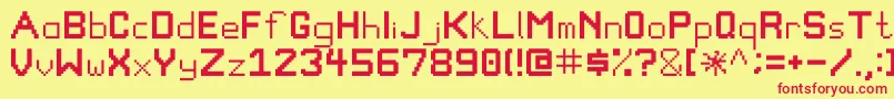 Pixelgamefont Font – Red Fonts on Yellow Background