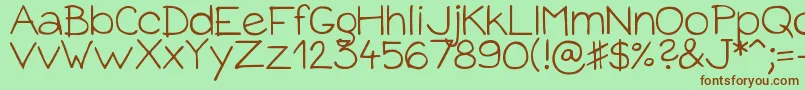 DjbBabyBump Font – Brown Fonts on Green Background