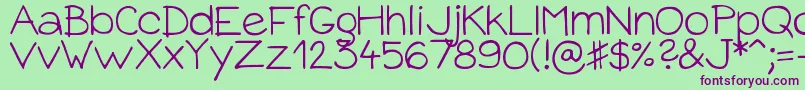 DjbBabyBump Font – Purple Fonts on Green Background