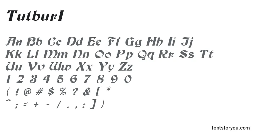 Czcionka TutburI – alfabet, cyfry, specjalne znaki