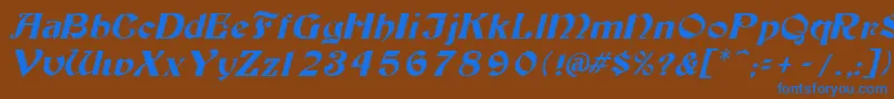 フォントTutburI – 茶色の背景に青い文字