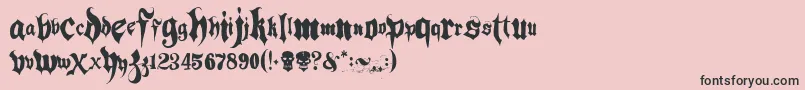 Hacjiuza-fontti – mustat fontit vaaleanpunaisella taustalla