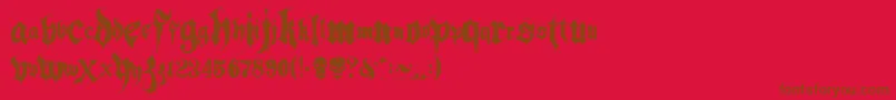 Hacjiuza-Schriftart – Braune Schriften auf rotem Hintergrund