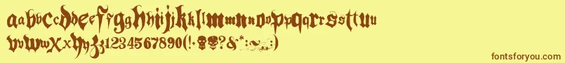 Hacjiuza Font – Brown Fonts on Yellow Background
