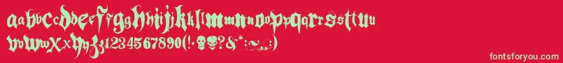 Hacjiuza Font – Green Fonts on Red Background